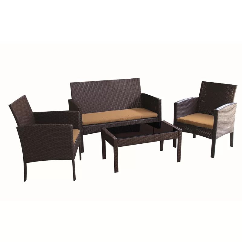 Tessio 4 Piece Rattan Sofa Seating Group with Cushions | Wayfair North America