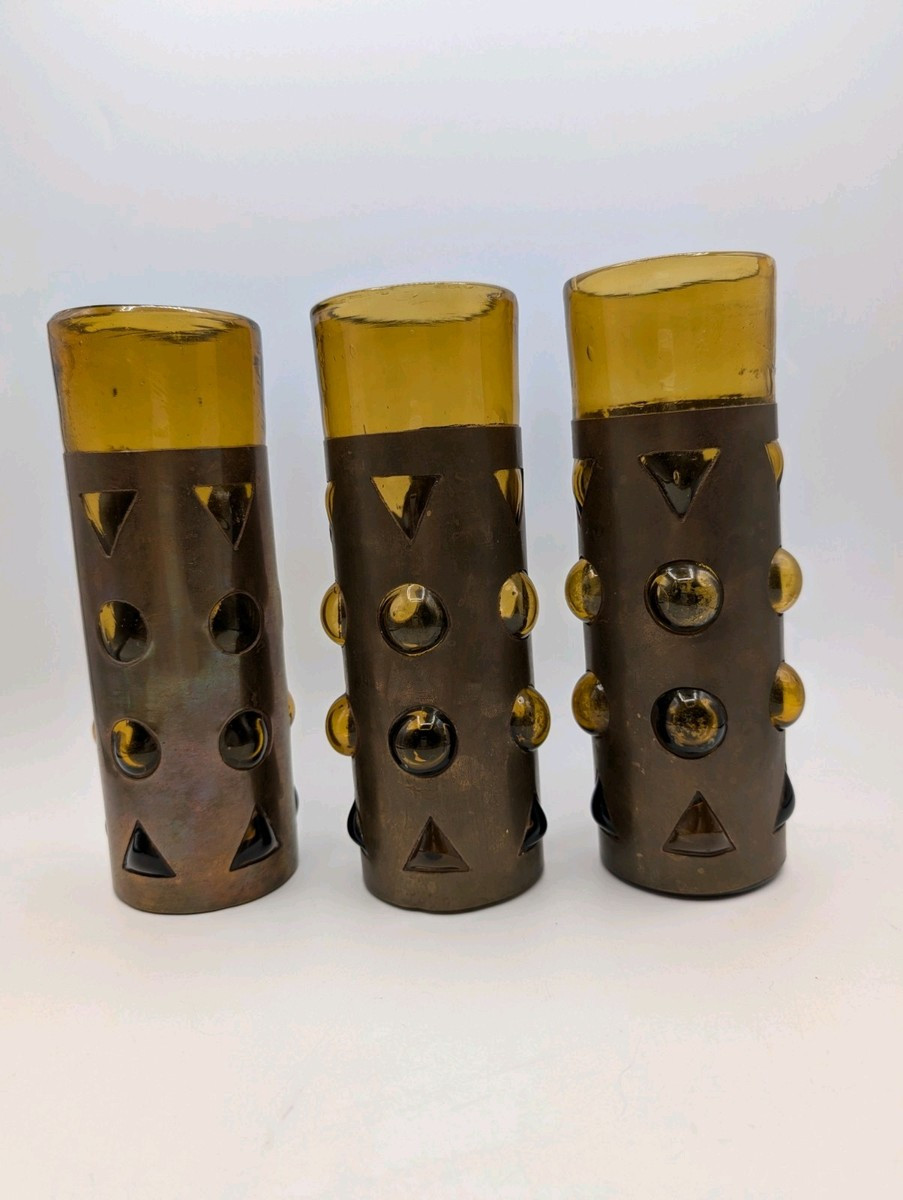 Hi Ball Glasses Felipe Derflingher Caged Imprisoned Amber Brutalist MCM Mexico | eBay US