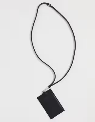 ASOS DESIGN detachable leather neck wallet with card slots in black | ASOS (Global)