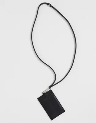 ASOS DESIGN detachable leather neck wallet with card slots in black | ASOS (Global)