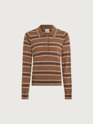Mayra Stripe Knit Polo | Women's Stripe Knit Polo | Varley US, Camel / XXS | Varley US