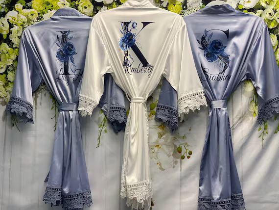 TANIRI Custom Name Bridal Party Robes  Lace Robes Bridesmaid Gifts Bride Robe Personalized Satin ... | Etsy (US)
