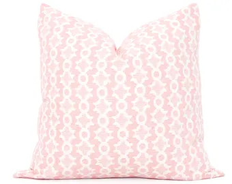 Sister Parish Clara B Pale Pink Pillow Cover: Geometric Trellis Cushion - Etsy | Etsy (US)