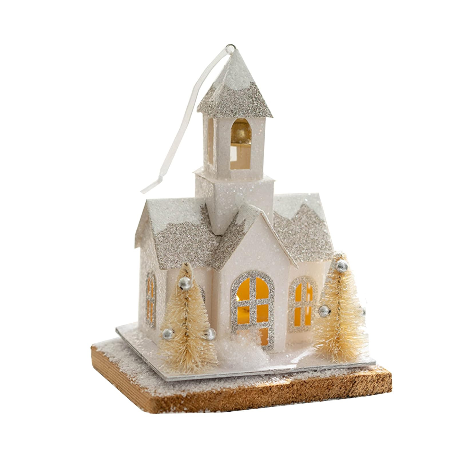 TSYFM LED Lighted Christmas Village House, 5.12In Cardboard White House Set for Desktop Ornaments... | Amazon (US)