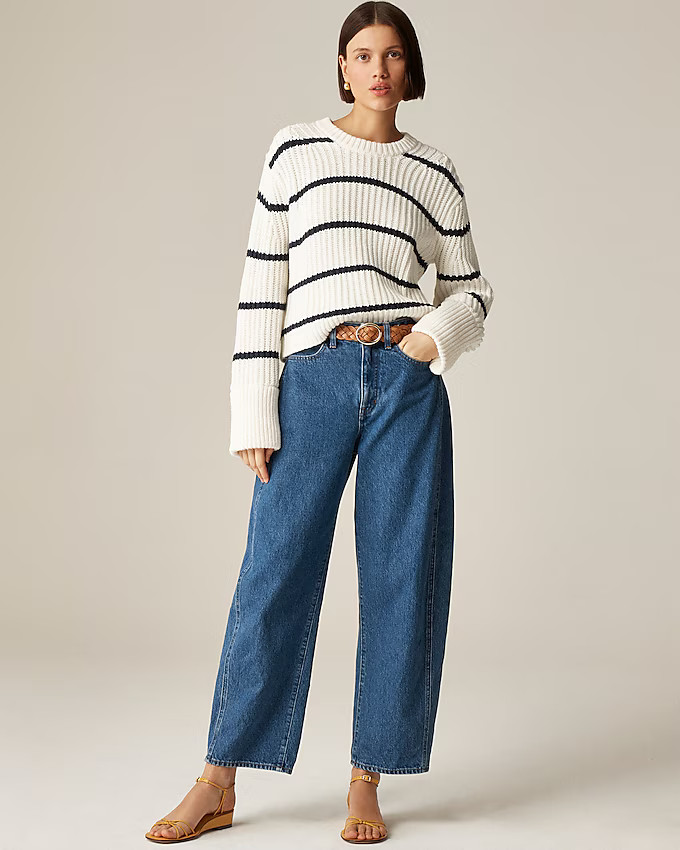Heritage cotton fisherman crewneck sweater in stripe | J. Crew US