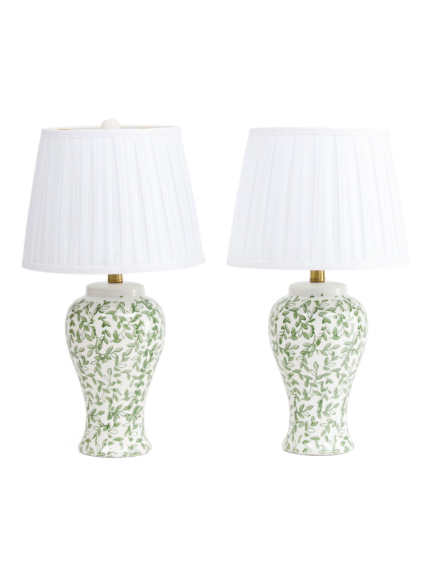 2pk 22in Pattern Ceramic Table Lamps With Pleated Shades | TJ Maxx