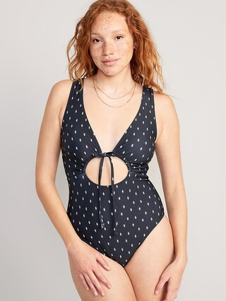 Cutout-Front One-Piece Swimsuit for Women | Old Navy (US)