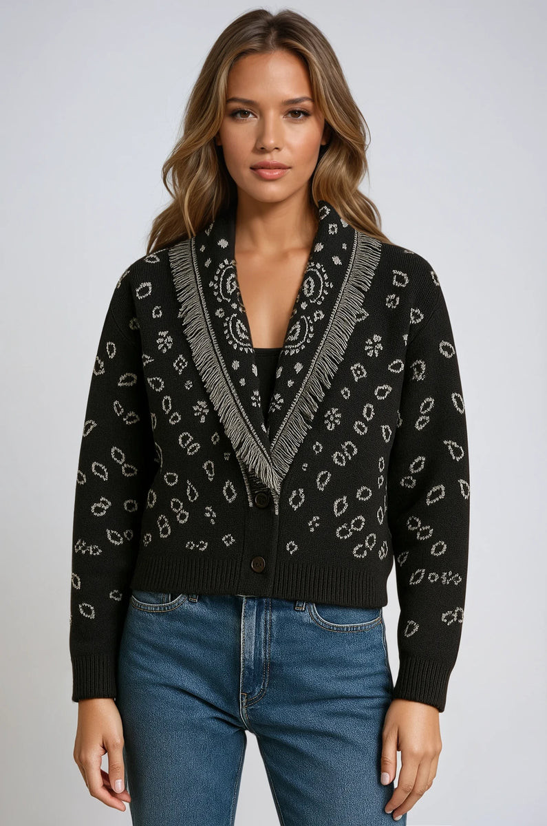 Isabel printed fringe cardigan | Self-same