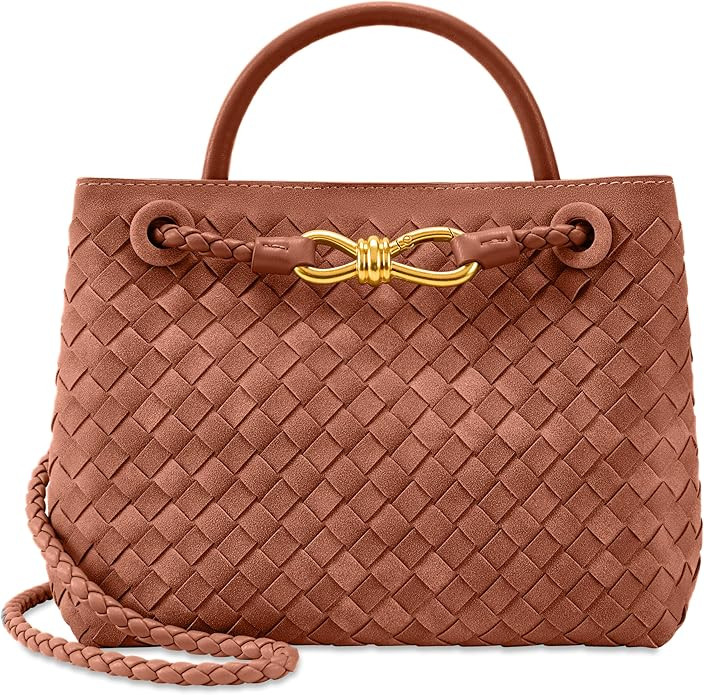 Woven Tote Bag for Women Leather Shoulder Handbag Designer Top Handle Purses | Amazon (US)