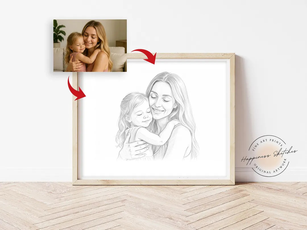 Custom Hand Drawn Sketch Portrait | Minimalist Family Art From Photo | Digital or Print - Etsy | Etsy (Global)
