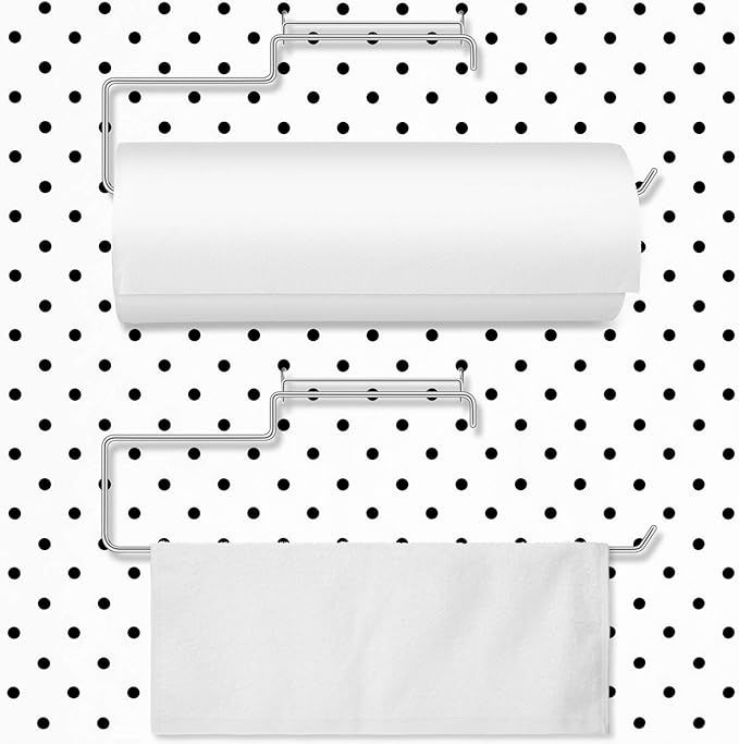 2 Pack Pegboard Paper Towel Holder, Stainless Steel Pegboard Hooks, Pegboard Organization Accesso... | Amazon (US)