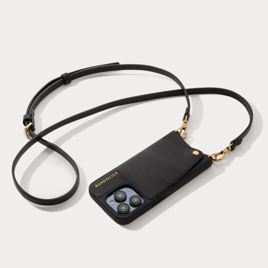 Emma Pebble Leather Bandolier Black/Gold | Bandolier