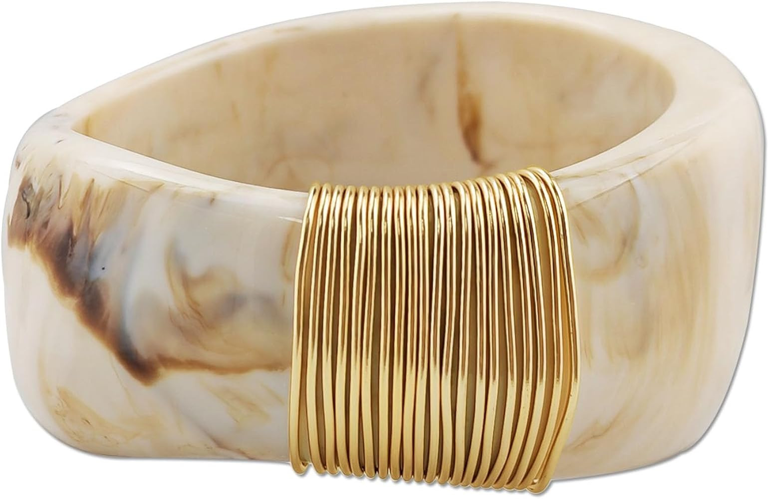 Amazon.com: FUNOJOY Gold Acrylic Bangle Bracelets for Women Simple Oval Polished-Finish Chunky Ba... | Amazon (US)