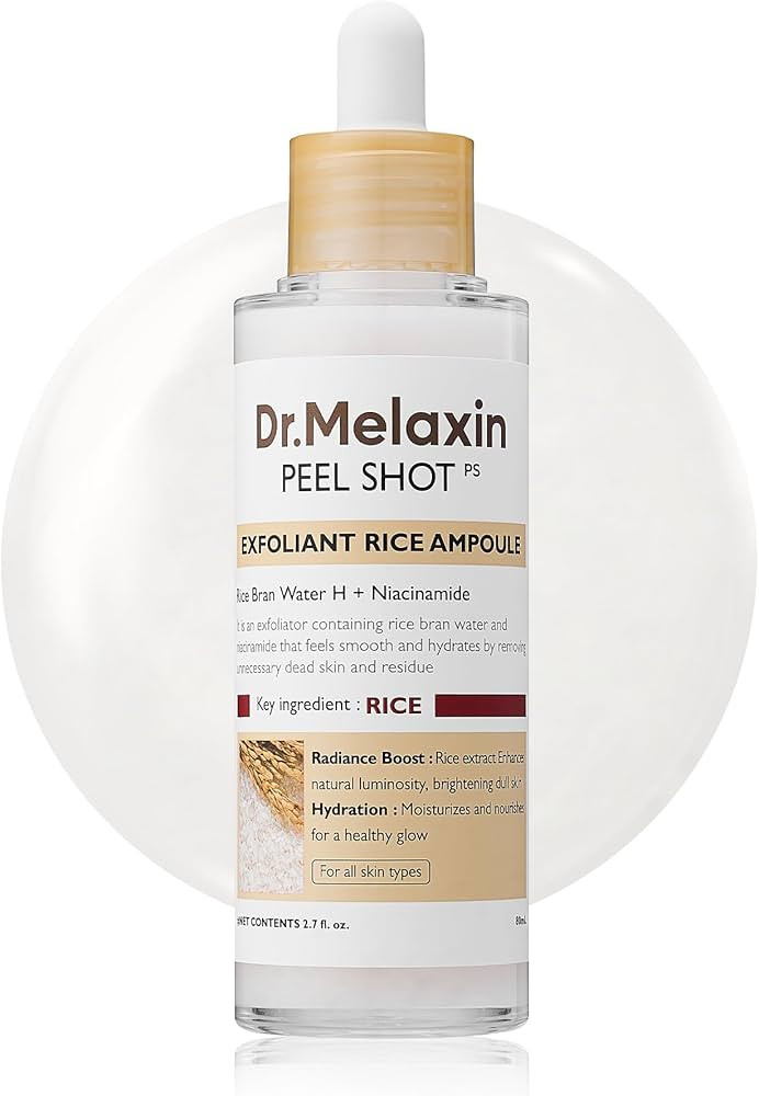 Dr.Melaxin Peel Shot Glow White Rice Peeling Ampoule, Soft Exfoliating Face and Body Scrub Dead S... | Amazon (US)