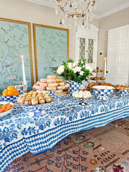 A beautiful brunch with @MacKenzieChilds Royal Check and Flower Market Collections 💙🤍 MacKenzie-Childs is having its Barn Sale, the biggest and best sale of the year, July 20-24 with thousands of the most iconic items up to 60% off.  Each handcrafted piece has a unique signature of its own.  It’s the perfect time to start or add on to your collection!  Shop my picks at @vbradleyinteriors on the @shop.LTK app.  #MCpartner #MacKenzieChilds #MacKenzieChildsStyle #royalcheck #flowermarket

#LTKSeasonal #LTKhome #LTKsalealert