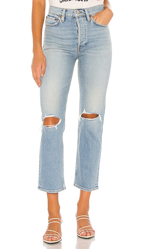 RE/DONE 70s Stove Pipe in Blue. Size 23,25,26,27,28,29,30. | Revolve Clothing (Global)