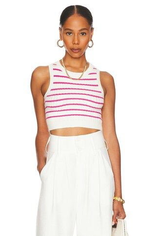 ALL THE WAYS Phoebe Ultra Crop Vest in White & Pink from Revolve.com | Revolve Clothing (Global)