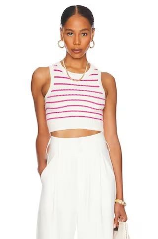 ALL THE WAYS Phoebe Ultra Crop Vest in White & Pink from Revolve.com | Revolve Clothing (Global)