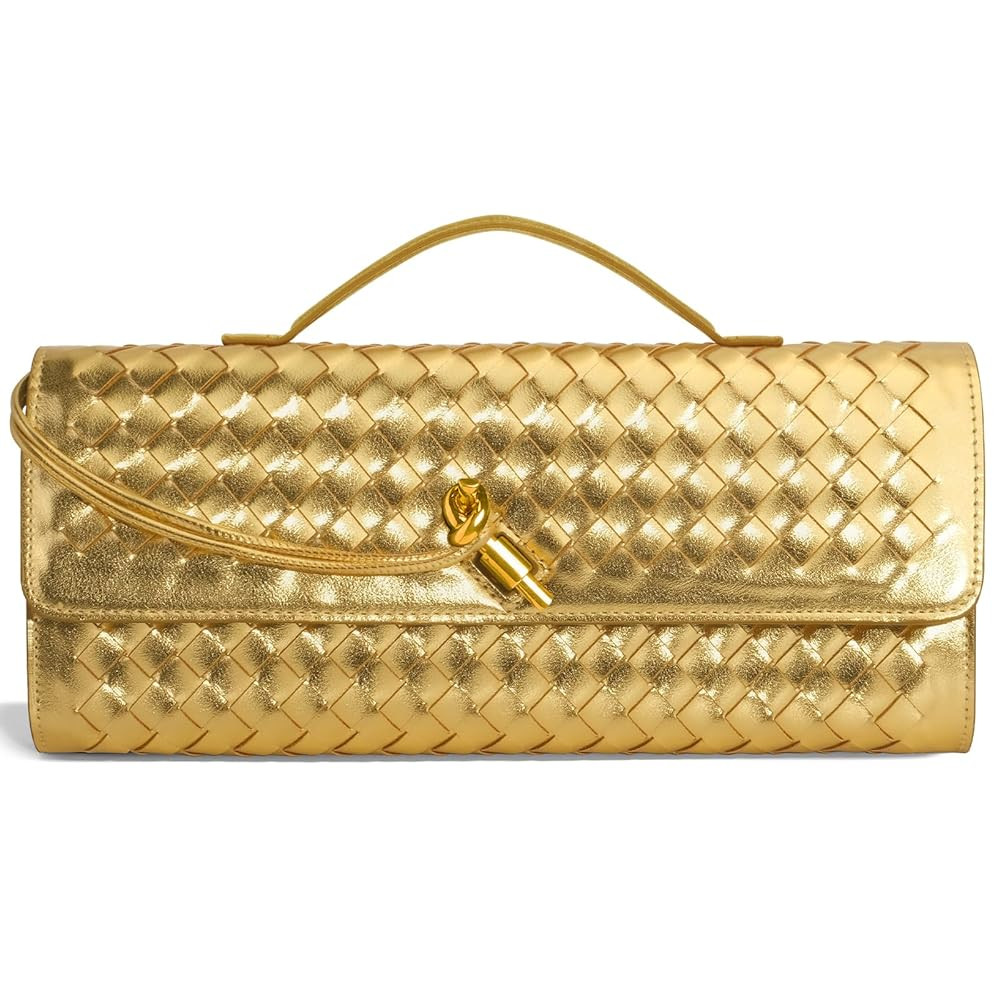 Woven Clutch Purses for Women, Leather Evening Bag Shoulder Handbag Formal Satchel Crossbody Purs... | Amazon (US)