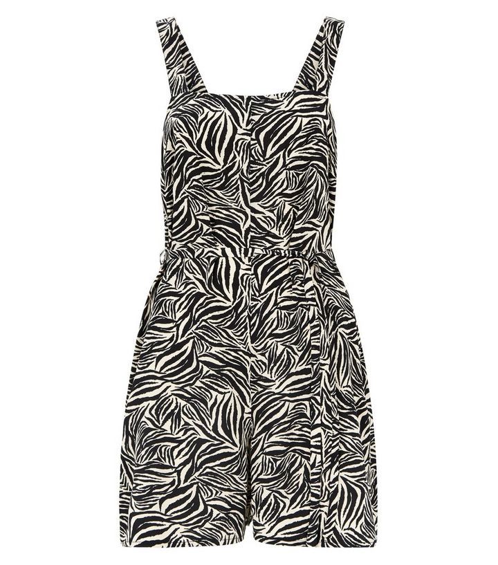 White Zebra Print Tie Waist Playsuit
						
						Add to Saved Items
						Remove from Saved Item... | New Look (UK)