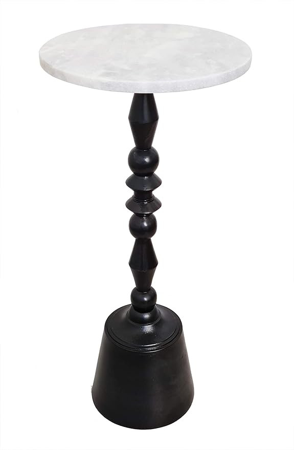 Star Life Genuine Marble on Gun Metal Accent Table | 12 x 12 x 25 inches | Amazon (US)