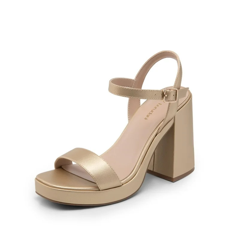 BURUDANI Heels for Women Block Chunky Platform High Heels Open Toe Fashion Wedding | Walmart (US)