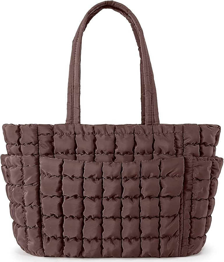 Queenoris Puffer Tote Bag for Women, Soft Quilted Shoulder Handbag Large Lightweight Satchel Purs... | Amazon (US)