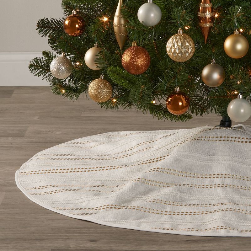 48" Metallic Striped Christmas Tree Skirt White/Gold - Wondershop™ | Target