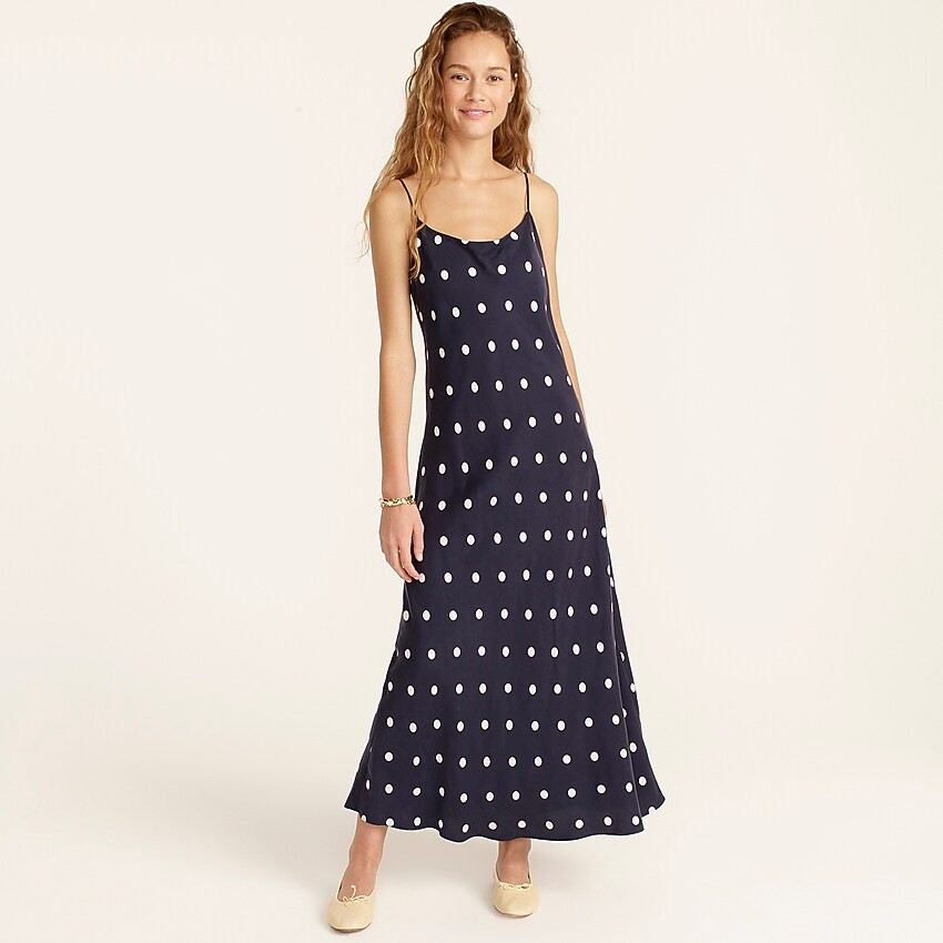 Eco cupro slip dress in dots | J. Crew US