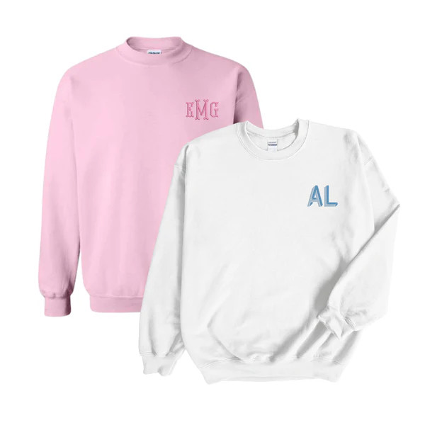 Embroidered Monogram Sweatshirt | Sprinkled With Pink