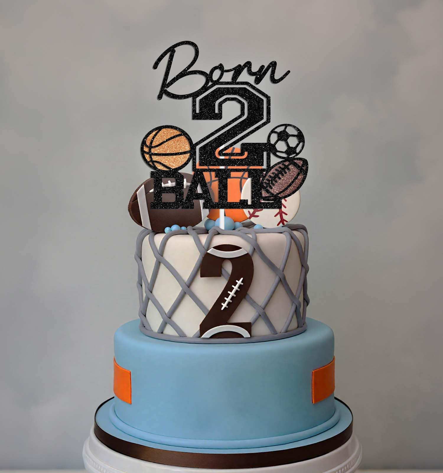 Born Two Ball Cake Topper, Basketball Football Soccer Themed Boy 2nd Birthday Party Decorations, ... | Amazon (US)