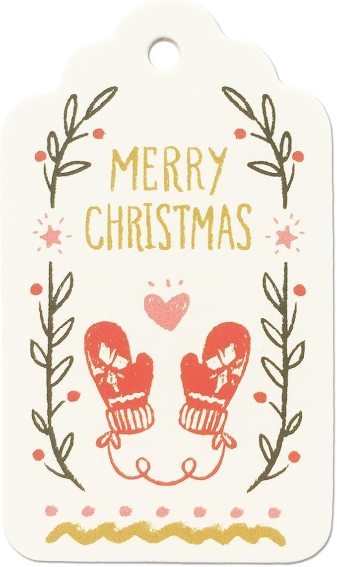 LWR CRAFTS 100 Hang Tags Scalloped Top with Cotton Strings 66ft for Holiday (Merry Christmas) | Amazon (US)