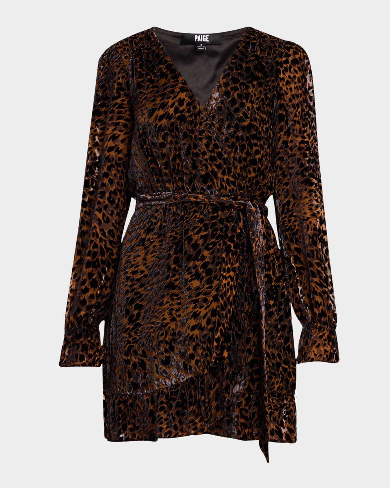 Ysabel Cheetah Velvet Wrap Dress | Neiman Marcus