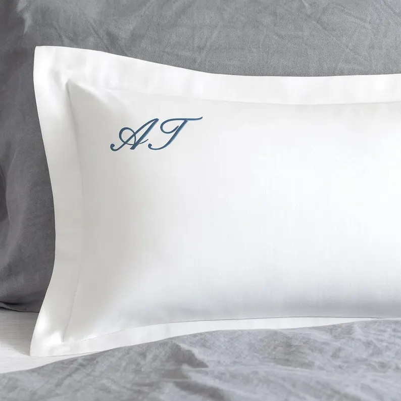 Personalized Oxford Pillowcase: Custom Embroidered Monogram Bedding - Etsy | Etsy (US)