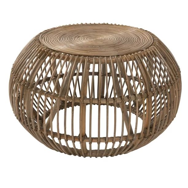 Handwoven Round Rattan Coffee Table with Concentric Circle Top, Brown - Walmart.com | Walmart (US)
