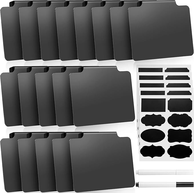 Chinco 25 Pieces Basket Labels Clip Removable Bin Labels Includes 18 Kitchen Bin Label Holder PVC... | Amazon (US)