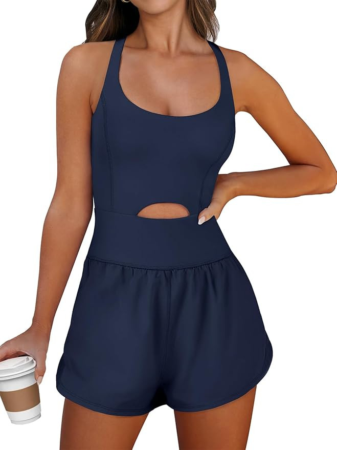Caracilia Women's Workout Athletic Romper Summer Sets Short Jumpsuits Onesie Running Outfits Exer... | Amazon (US)