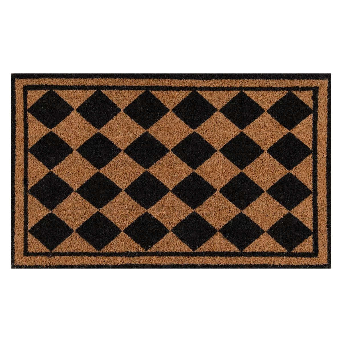 1'6"X2'6" Geometric Woven Coir Doormat Black/Natural - Erin Gates By Momeni: Modern Front Porch D... | Target