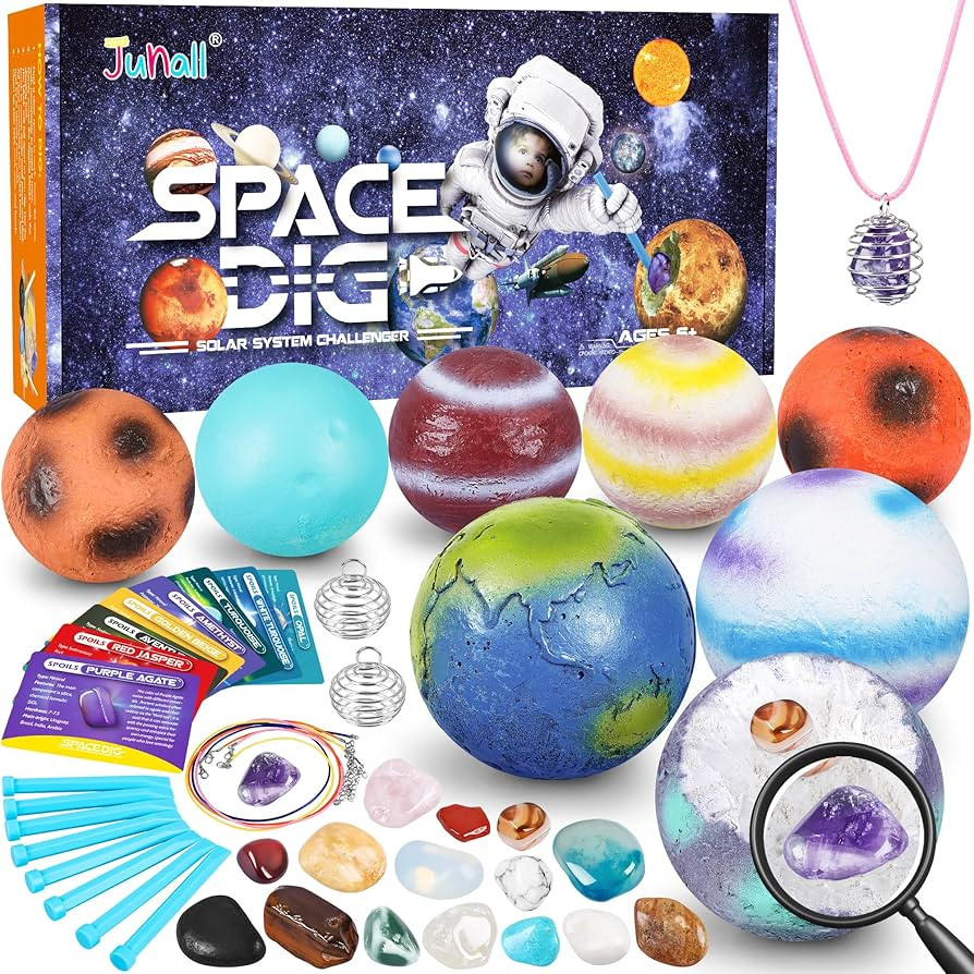 Gemstone Dig Kit, Easter Egg Space Toys for Kids, Dig up 8 Planets Find 16 Gems & Explore Solar S... | Amazon (US)