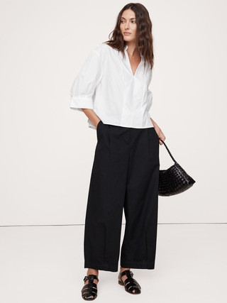 Balloon-Sleeve Cotton Poplin Popover Top | Banana Republic (US)