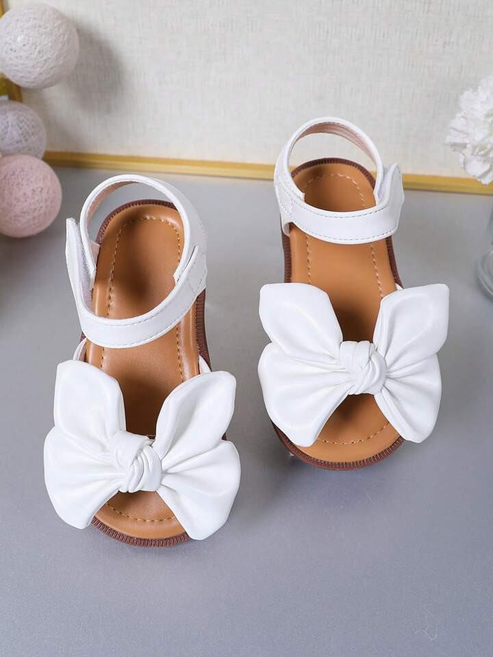 Simple And Cute Baby Girl Sandals With Bowknot Decoration, Hook & Loop Closure, Round Toe Soft So... | SHEIN