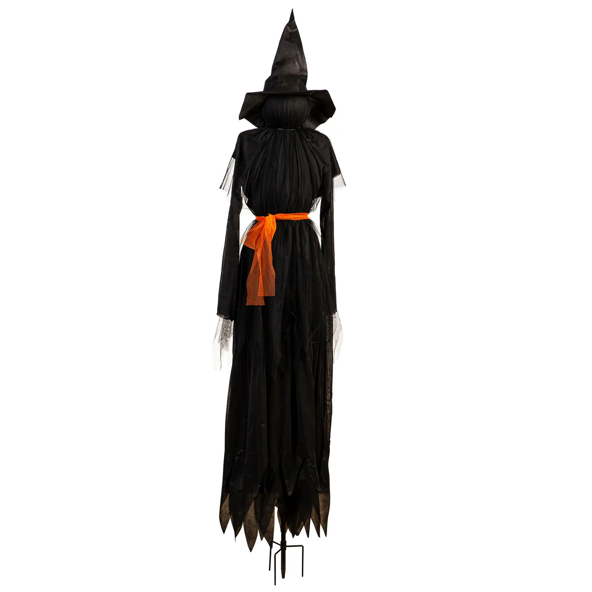 Witch Lighted Fabric Garden Stake with Orange Bow, 76" | My Evergreen