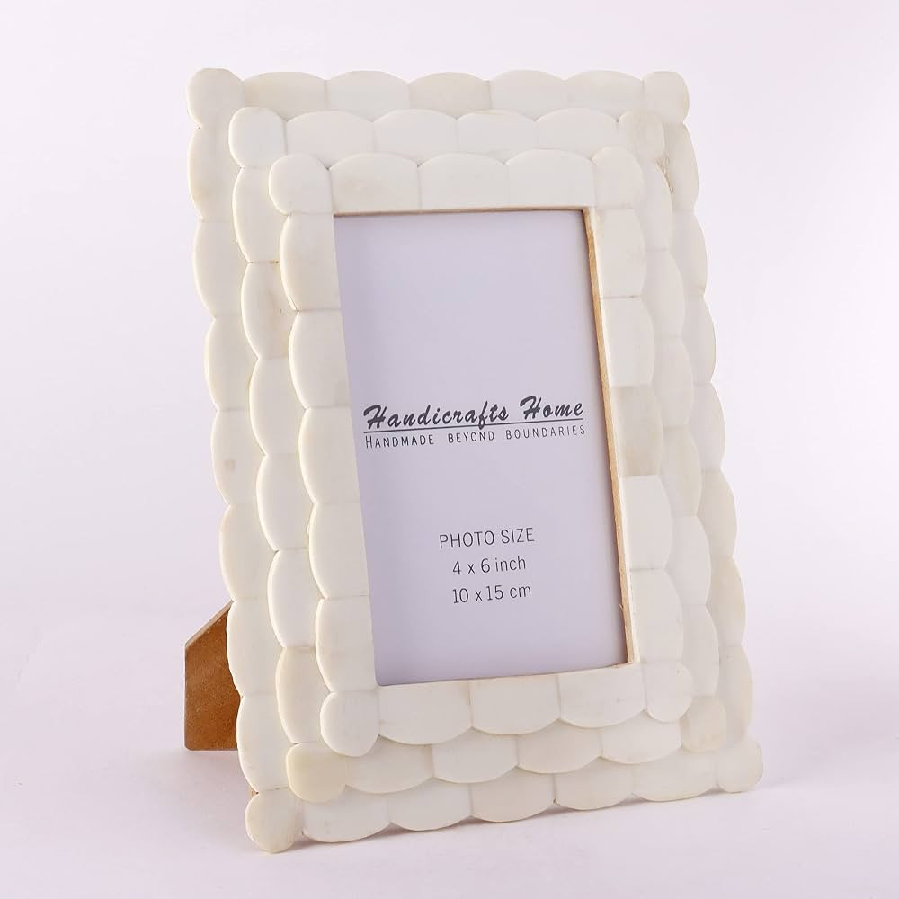 Handicrafts Home Picture Frames Scalloped Pattern Inspired Handmade Bone Inlay Gifts Photo Frame ... | Amazon (US)