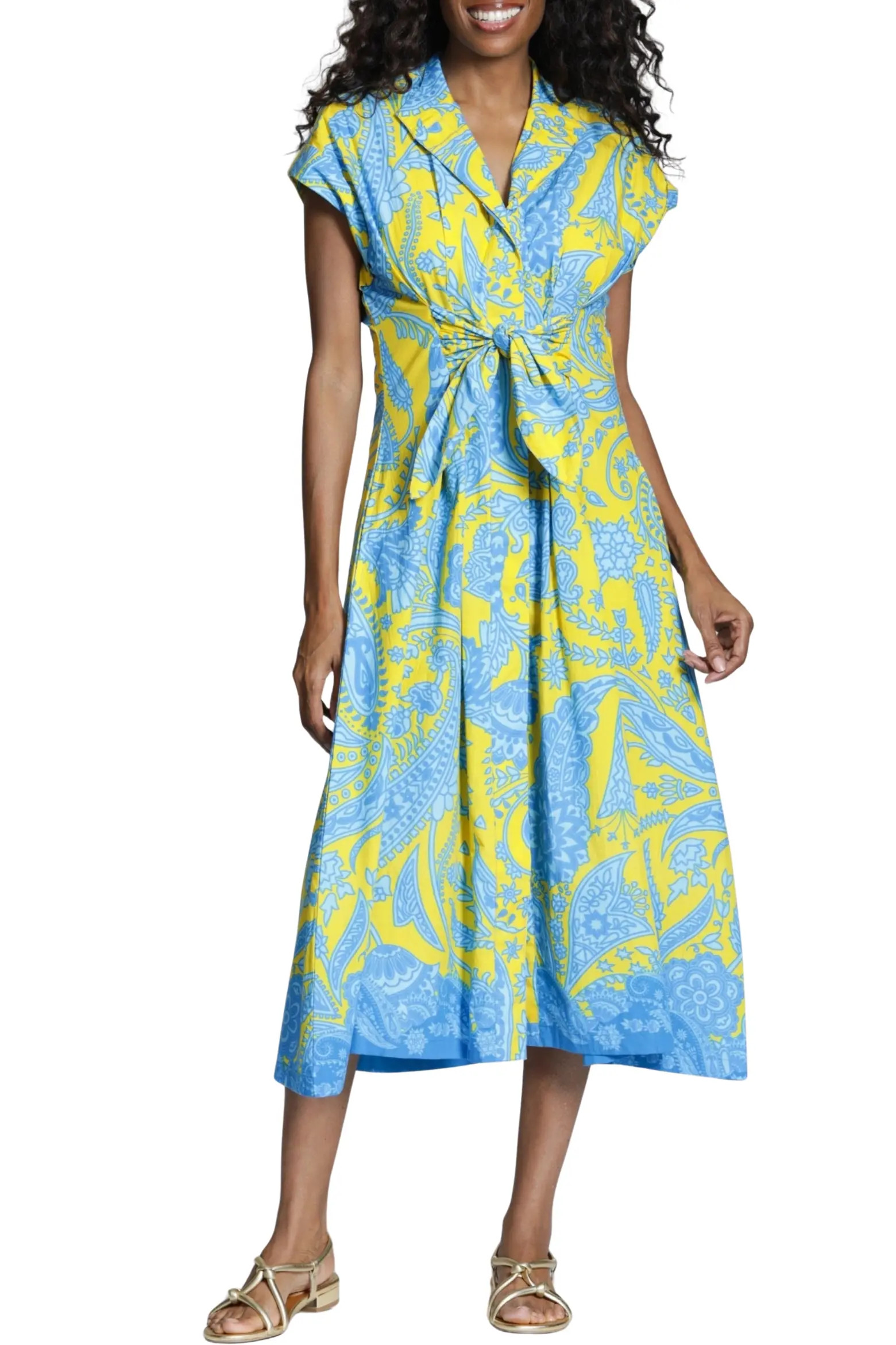 Paisley Print Tie Front A-Line Dress (Women) | Nordstrom | Nordstrom