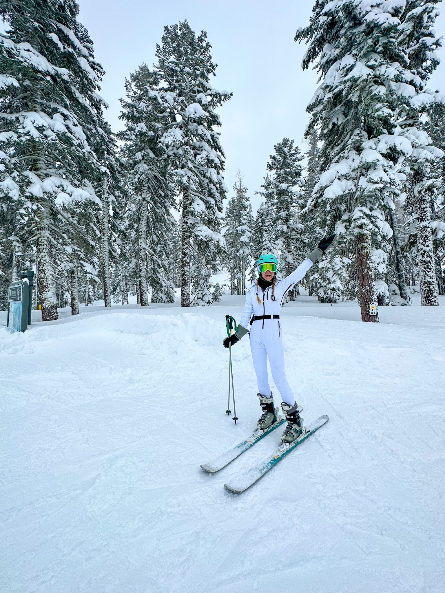 I absolutely adore this white ski snow suit with a fur trimmed hood. It was super warm and I wore it both days on my Tahoe ski trip. I layered my usual leggings and quarter zip underneath and was quite comfortable in the 20-degree weather and wind on the mountain. Also some Gen-Zers said I had a nice fit 👏🏼👏🏼  The snow onesie also comes in black and turquoise! Totally apres ski ready. 

#LTKtravel #LTKfit