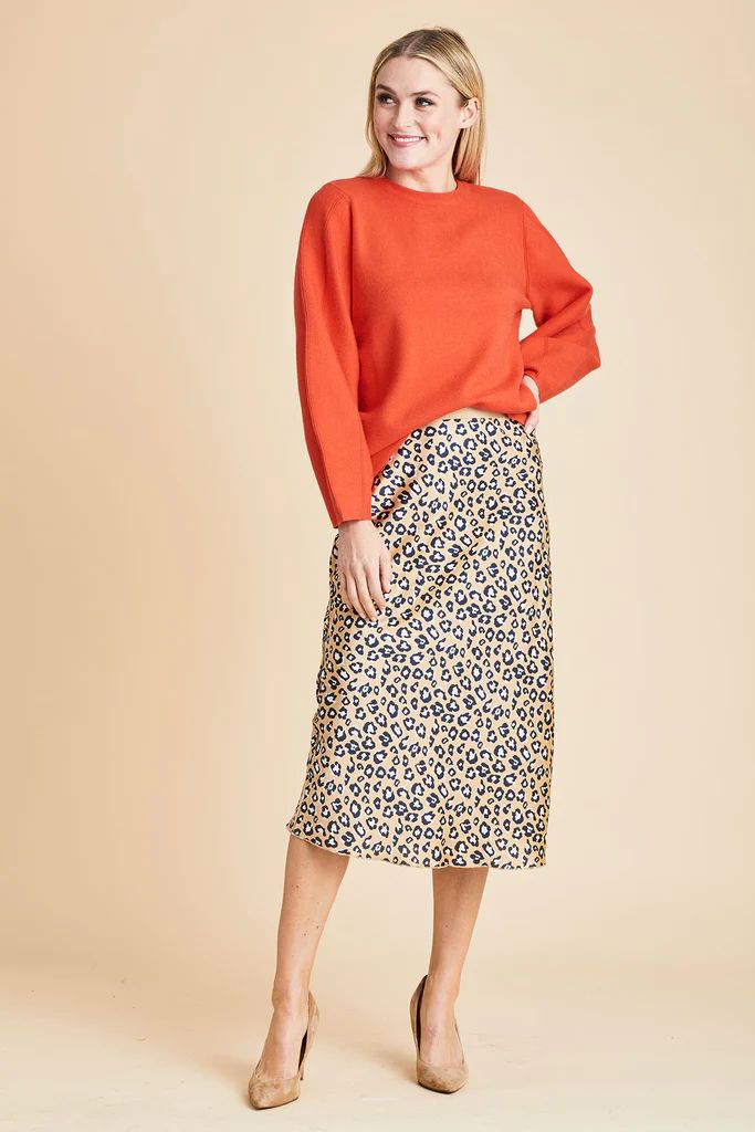 Hashtag Taupe Leopard Print Elastic Waist Skirt | Social Threads