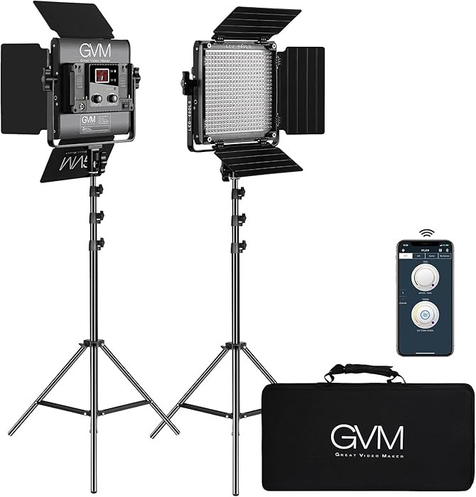 GVM 2 Pack LED Video Lighting Kits with APP Control, Bi-Color Variable 2300K~6800K with Digital D... | Amazon (US)