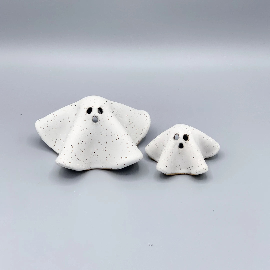 Handmade Clay Ceramic Ghost/ Speckled Rustic Ghost Set - Etsy | Etsy (US)