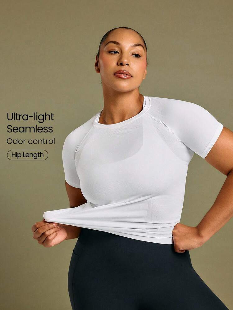 GLOWMODE Camiseta De Treino Sem Costura Coolmax Slim Fit Camisetas Esportivas De Manga Curta, Tops Atléticos Para Academia Respirável E De Secagem Rápida | SHEIN