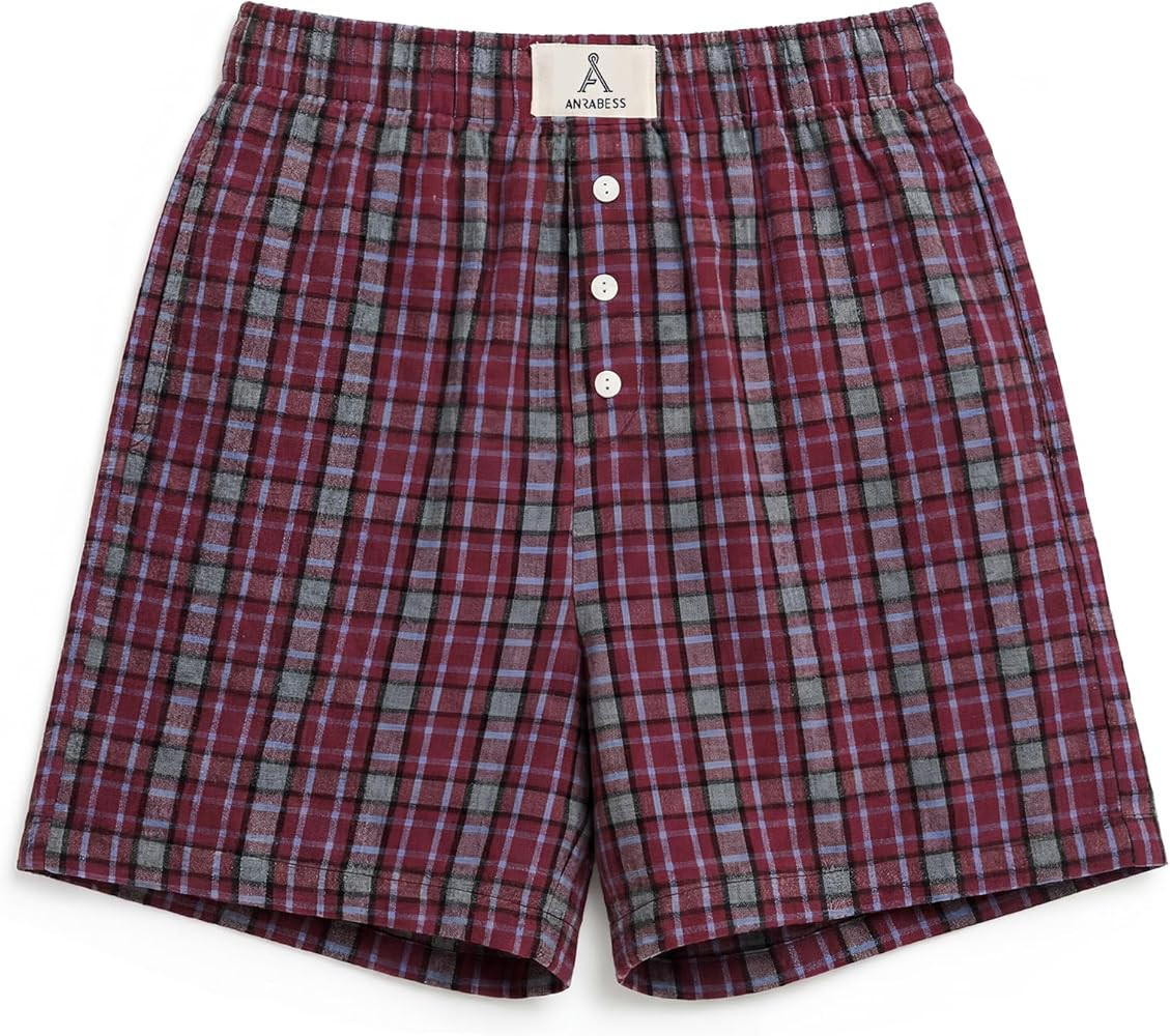 ANRABESS Shorts for Women 2026 Summer Casual Lounge Pajama Sleep Gingham Boxer Shorts Soft Comfy ... | Amazon (US)